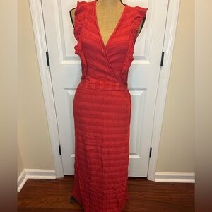 Michael Stars Red Maxi Ruffle Sleeveless Dress size small